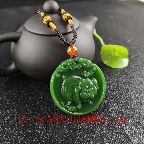 Натуральный зеленый китайский Hetian нефритовый поросенок кулон ожерелье модное