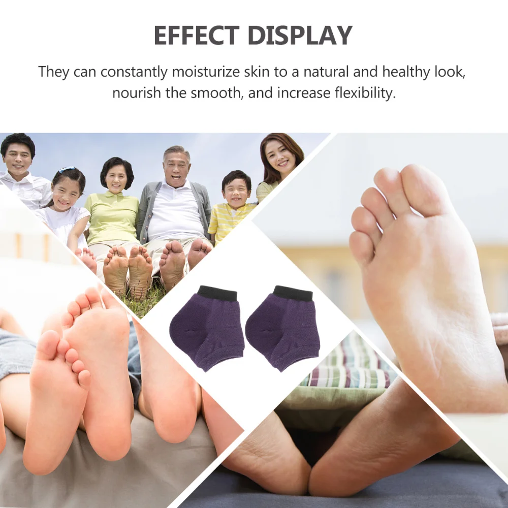 

5 Pairs of Anti-dryness Heel Moisturizing Socks Silicone Heel Socks (Purple)