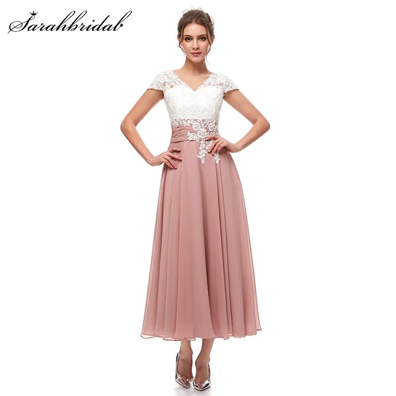 

Элегантные платья подружки невесты, шифоновые платья с V-образным вырезом и коротким рукавом для гостей свадьбы, кружевное ТРАПЕЦИЕВИДНОЕ ПЛАТЬЕ с аппликацией, подружка невесты, 3118