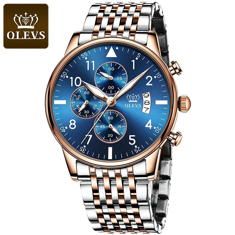 

Мужские кварцевые часы OLEVS, из нержавеющей стали, водонепроницаемые