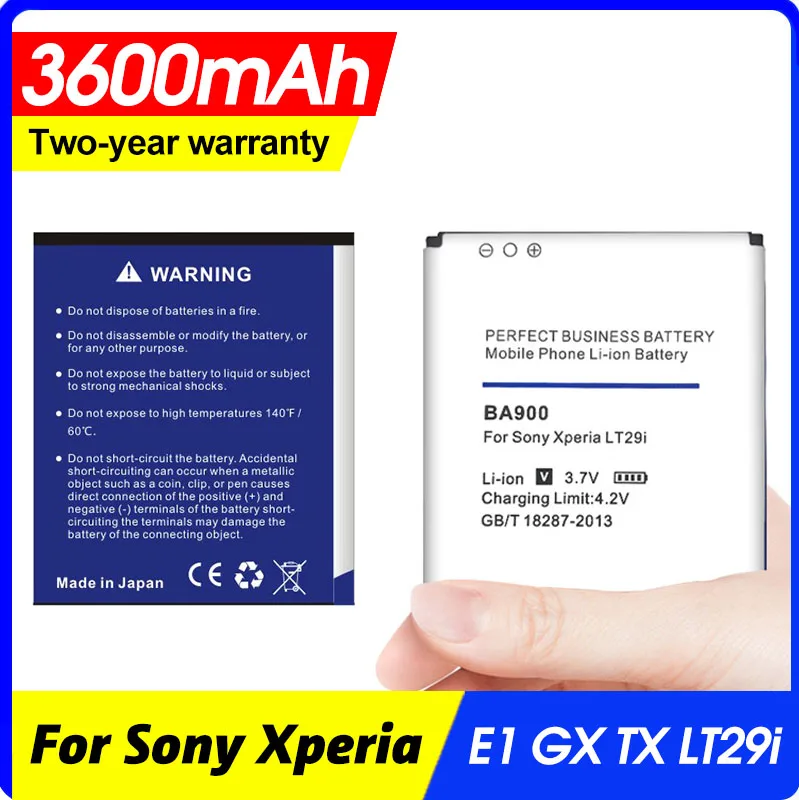 

3600mah Ba900 Li-ion Phone Battery for Sony Ericsson Tx Lt29i / j St26i l S36h C2104 C2105