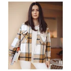 Женская Повседневная Свободная куртка в стиле ретро, шикарный топ оверсайз с отложным воротником и длинным рукавом, осенне-зимняя клетчатая рубашка, 2021