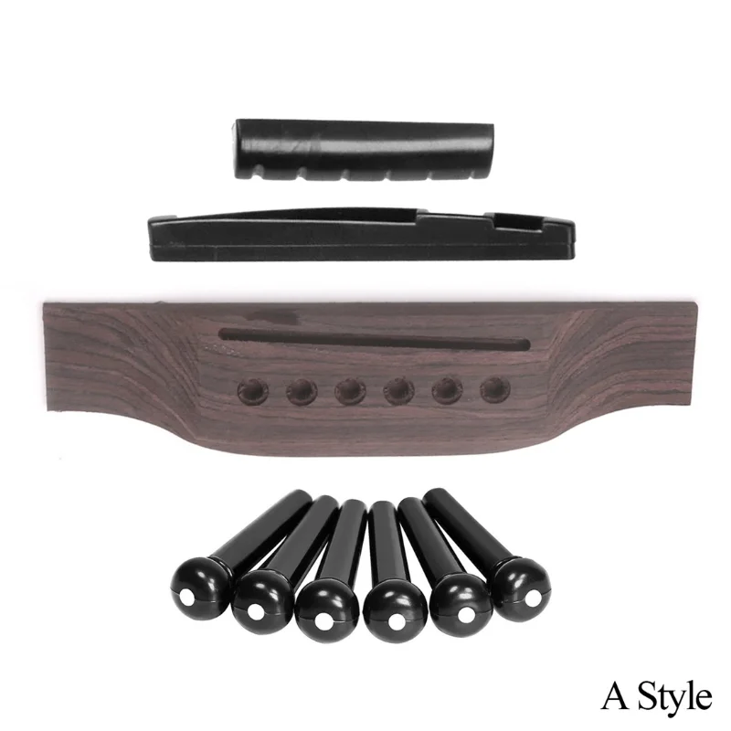 

2021 New Guitar Accessories Acoustic Guitar Rosewood Bridge + Upper and Lower String Pillows + String Nails Set