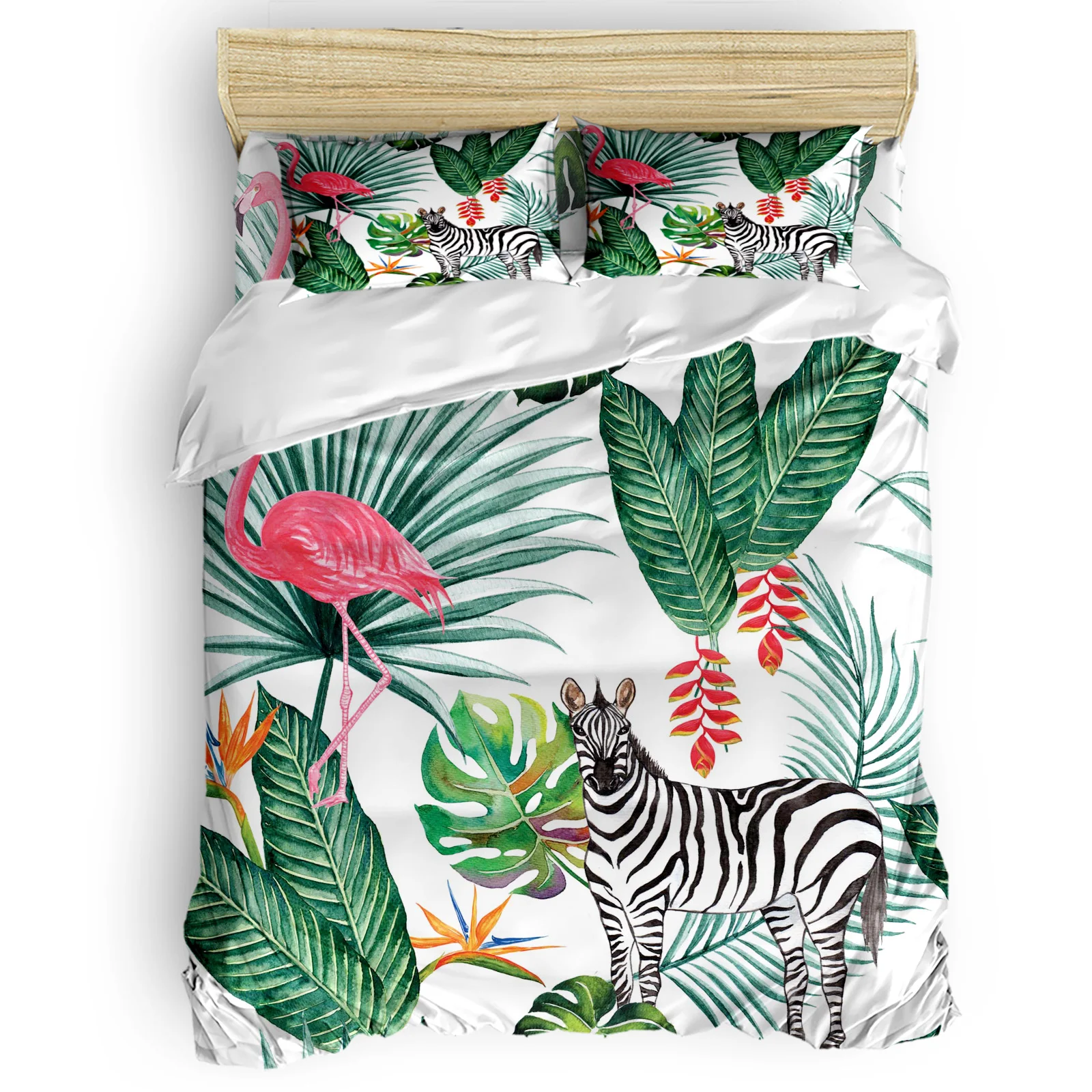 

Зебра Фламинго тропические джунгли постельное белье удобные Постельное белье Спальня поставки Спальня набор стеганых одеял 2/3/4 шт.