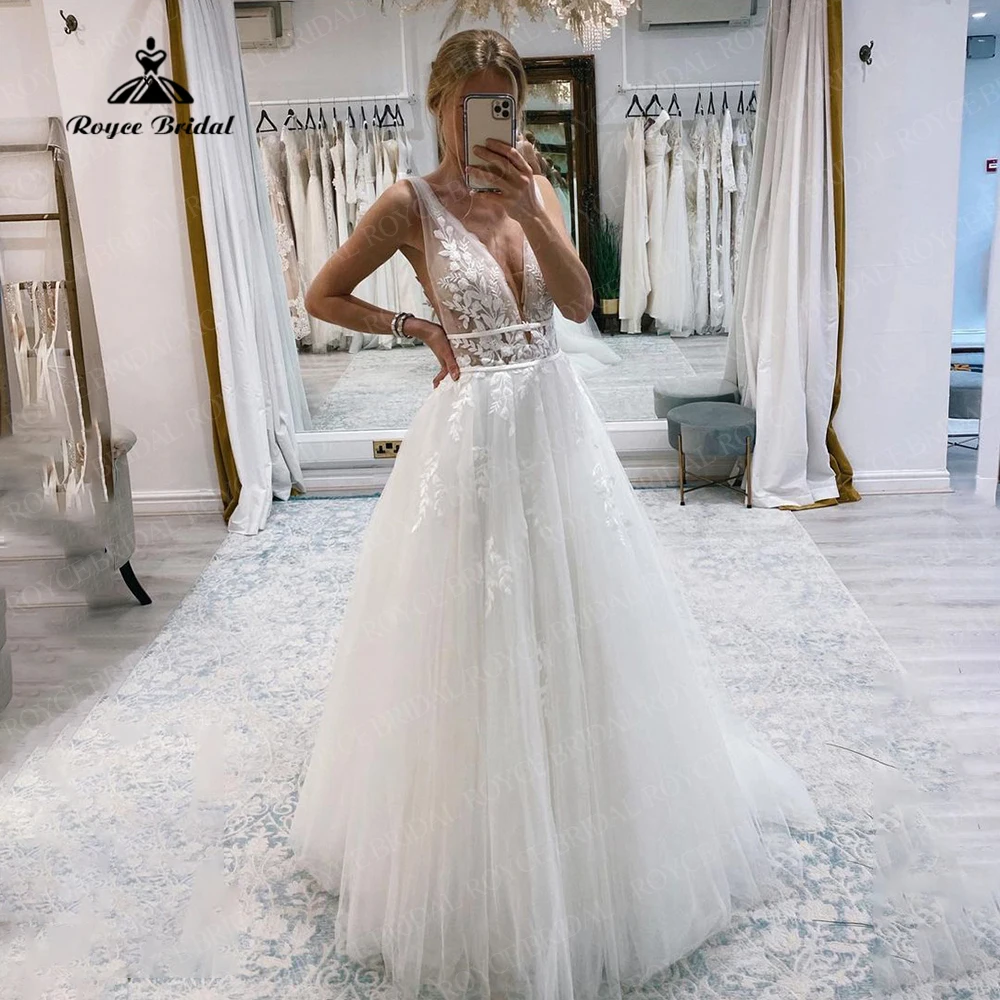 

Женское свадебное платье It's yiiya, белое платье с глубоким V-образным вырезом и кружевной аппликацией в стиле бохо на лето 2019