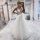 Женское свадебное платье It's yiiya, белое платье с глубоким V-образным вырезом и кружевной аппликацией в стиле бохо на лето 2019
