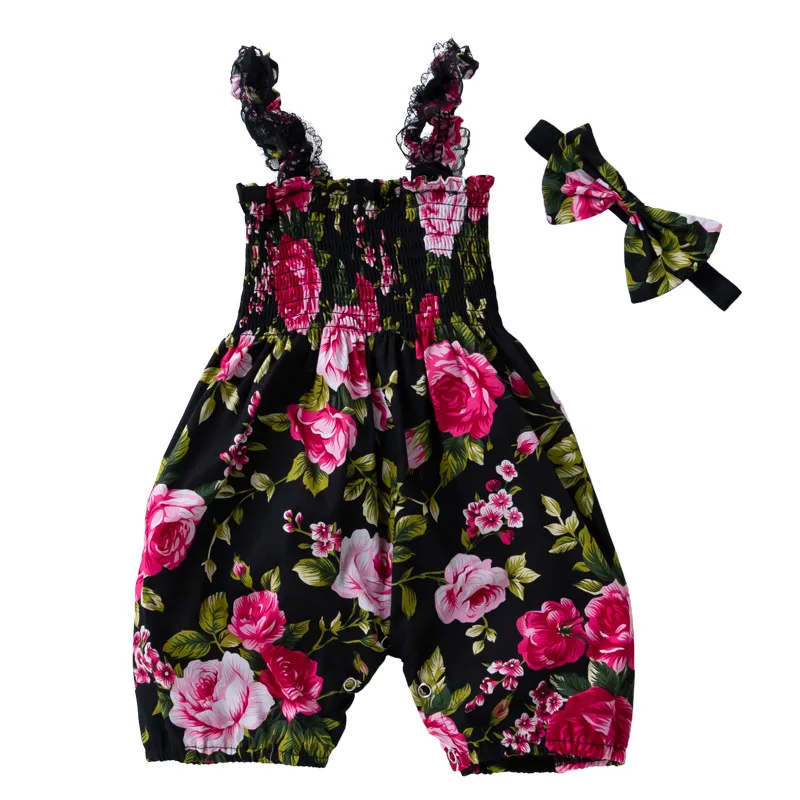 

Summer Infant Baby Girls Romper Jumpsuit Pants Playsuit Overalls Onepiece Cotton Lace Ruffles Kids Romper Fashion Baby Clothing