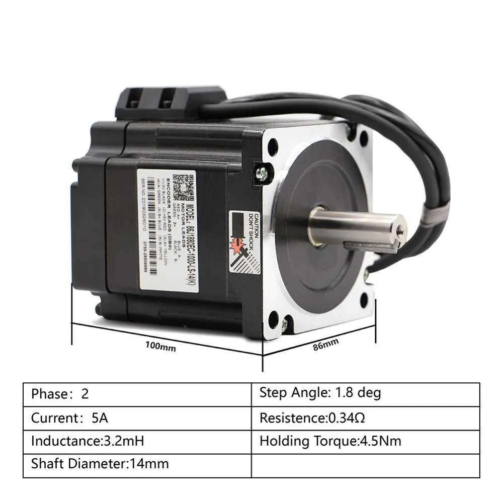 Фото Nema 34 86J1880EC-1000 Шаговый двигатель с замкнутым контуром 4,5 Нм 5А Гибридный шаговый двигатель 2HSS57 Цифровой привод №2