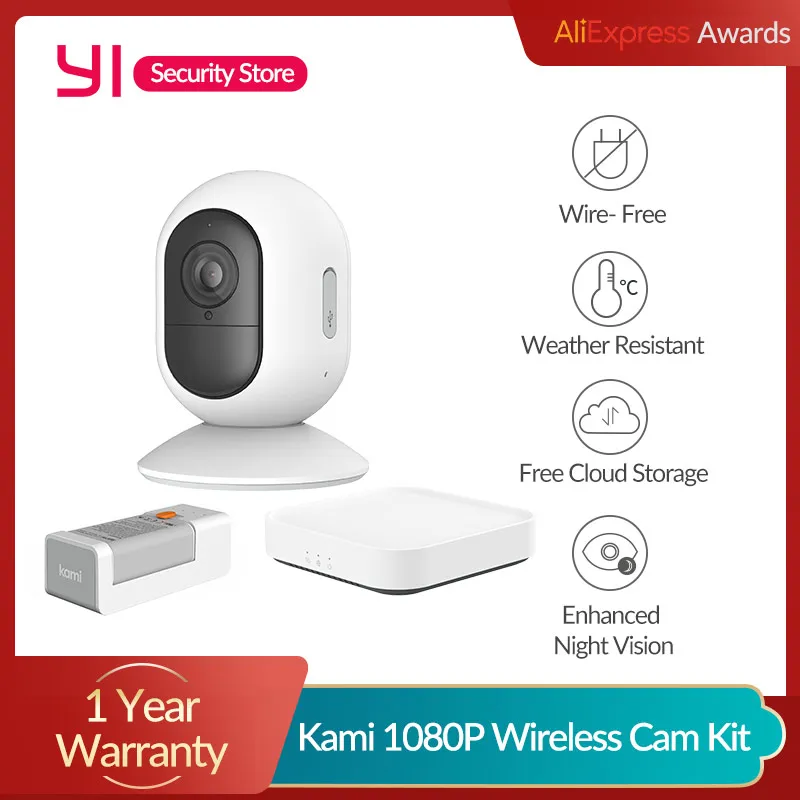 YI Kami 1080P Wireless Home Camera Kit Outdoor Battery Security with IP65 Motion Detection Night Vision | Безопасность и защита