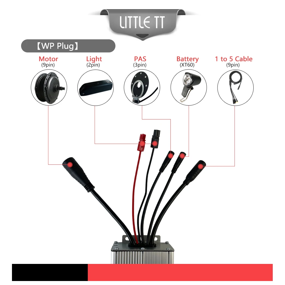 Electric Bike Controller 36V 250W 350W 48V 500W 750W 1000W 1500W Waterproof Brushless Ebike KT Controller with Light Function
