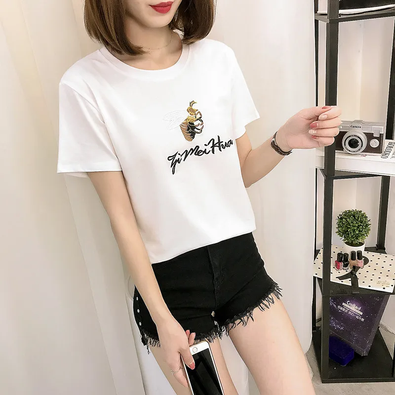 Новая летняя женская короткая футболка Летняя Сексуальная с коротким рукавом