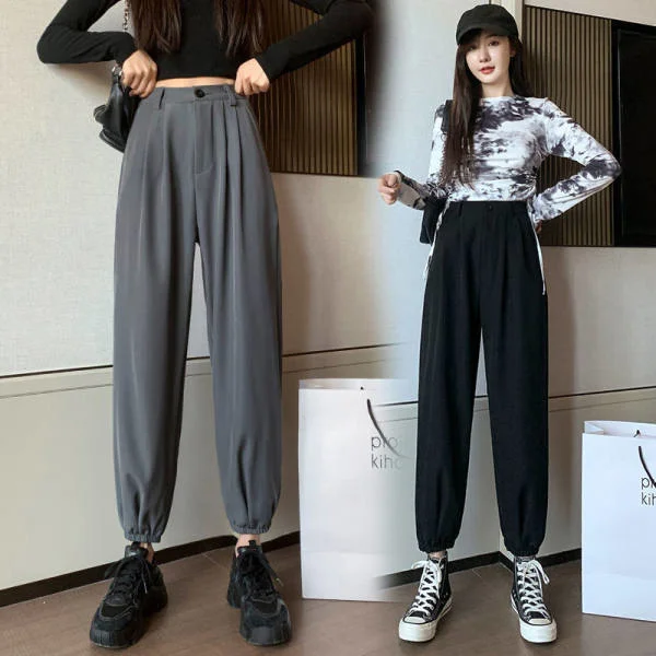

Ankle-tied Suit Pants for Women Autumn and Winter 2021 New Korean Style Wide Jum