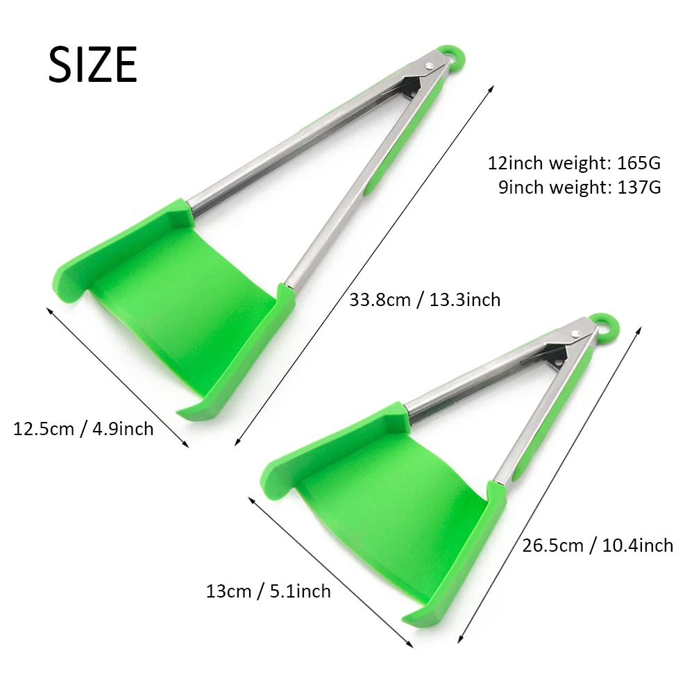 

2 In 1 Creative Kitchen Spatula And Tongs Nonstick Heat Resistant Stainless Steel Frame Silicone Tongs Kitchen Gadget New