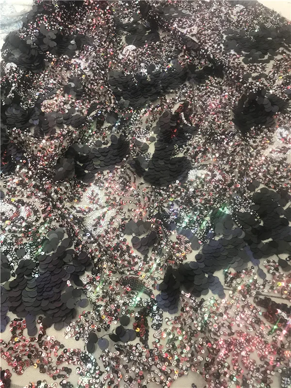 

Новое поступление, Лидер продаж, 5 ярдов, кружевная ткань с блестками, модная африканская Тюлевая кружевная ткань