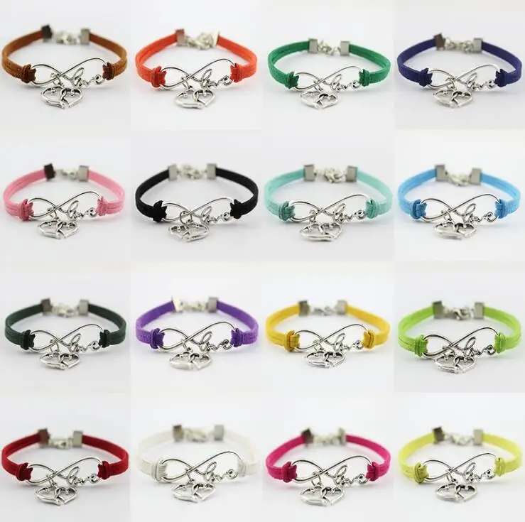 

10pcs/Lot Lnfinity Love 8 Hand-woven simple style with unlimited love Pendant Charm Women/Men Simple Bracelets/Bangles Jewelry