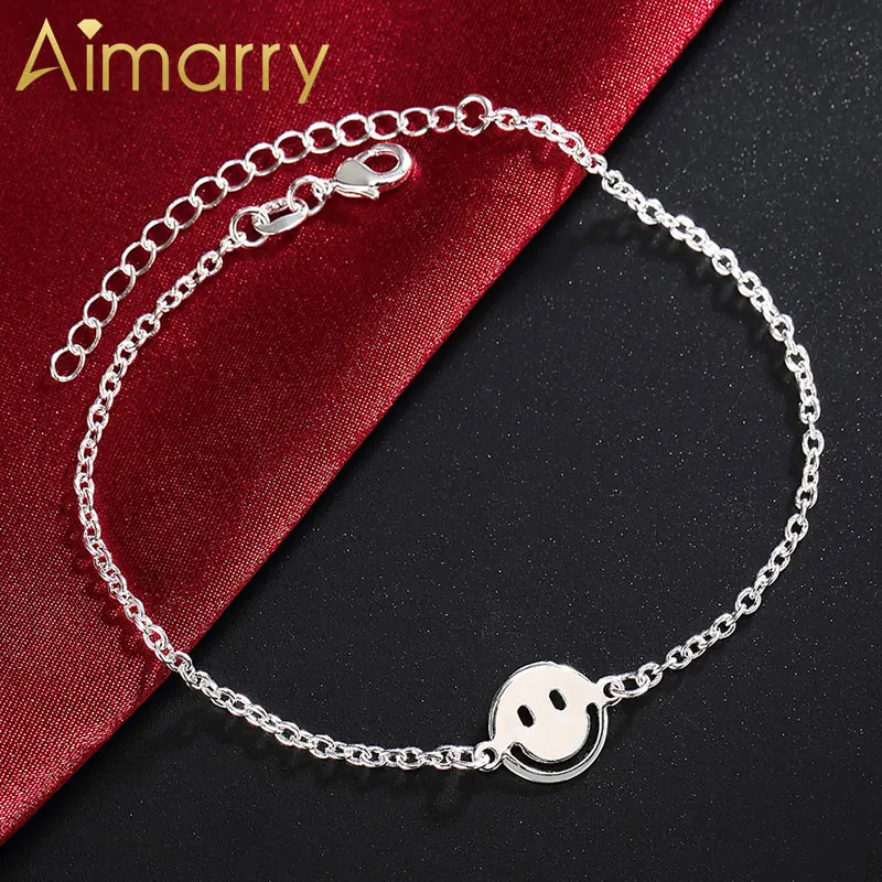 

Aimarry 925 Sterling Silver Smiley Bracelet Anklet For Women Party Birthday Gifts Engagement Wedding Fashion Jewelry