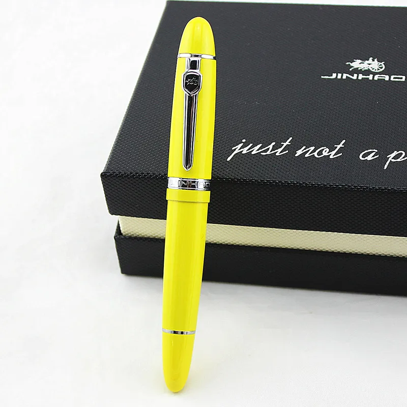 Jinhao 159 Роскошная желтая и серебряная шариковая ручка с зажимом бархатной сумкой