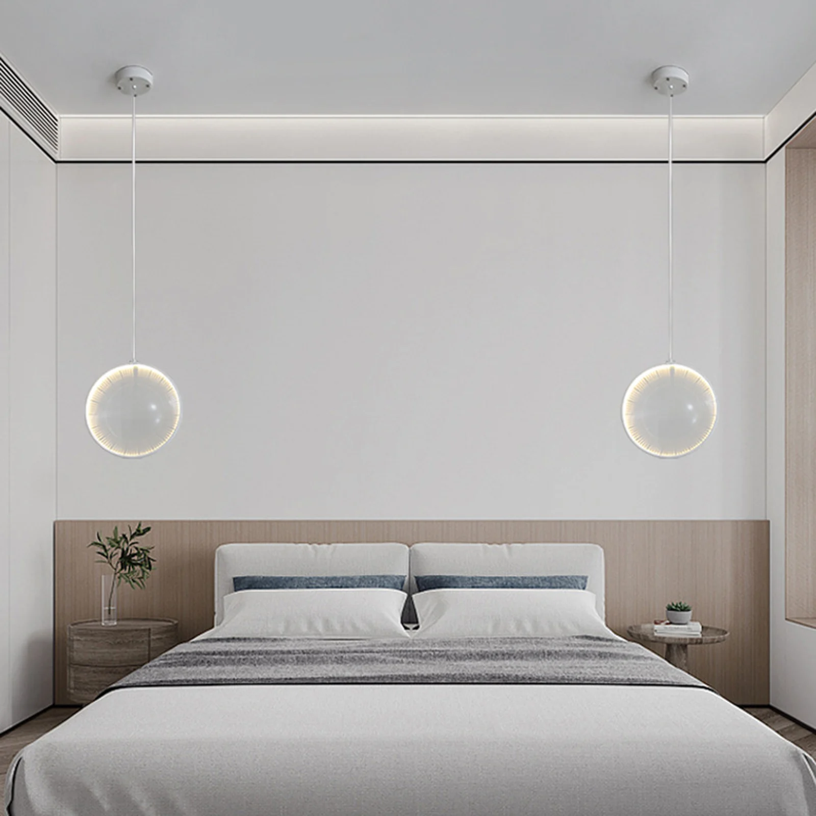 

Modern Convex Mirror Pendant Ceiling Light Adjustable Rope Hanging Lamp Study Bar Decor
