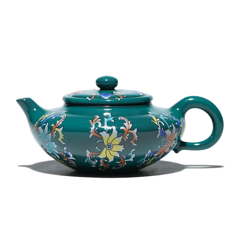 

Enamel purple clay teapot raw ore purple clay virtual flat teapot small horizontal Teapot Tea Set sand in the rain