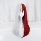 Женский длинный парик для косплея, с красными и белыми волосами