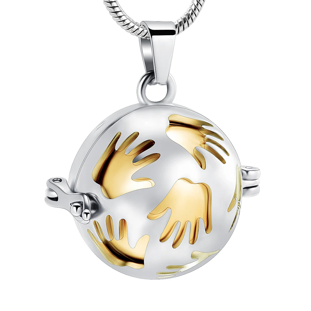 

Кремация ожерелье для праха Держите любимого человека в руках диаметр 0,75 дюйма Золотая Полировочная урна из нержавеющей стали