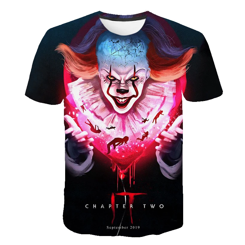 

New horror movie villain clown 3D printed T-shirt boy girl hip hop street clothing short sleeve kids cool clothes top