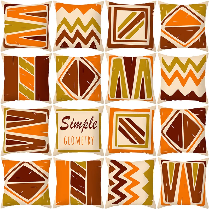 

Cushion Cover Retro Ethnic Geometry Yellow Pillow Case Home Decorative Pillows Cover for Sofa for Living Room Textile Decor