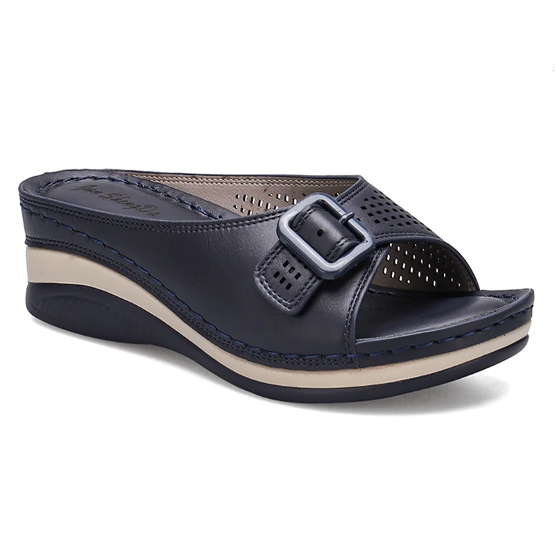 

2021 Outer wear fashionable sandals and slippers women's flat-soled European and American thick-soled wedges casual shoes