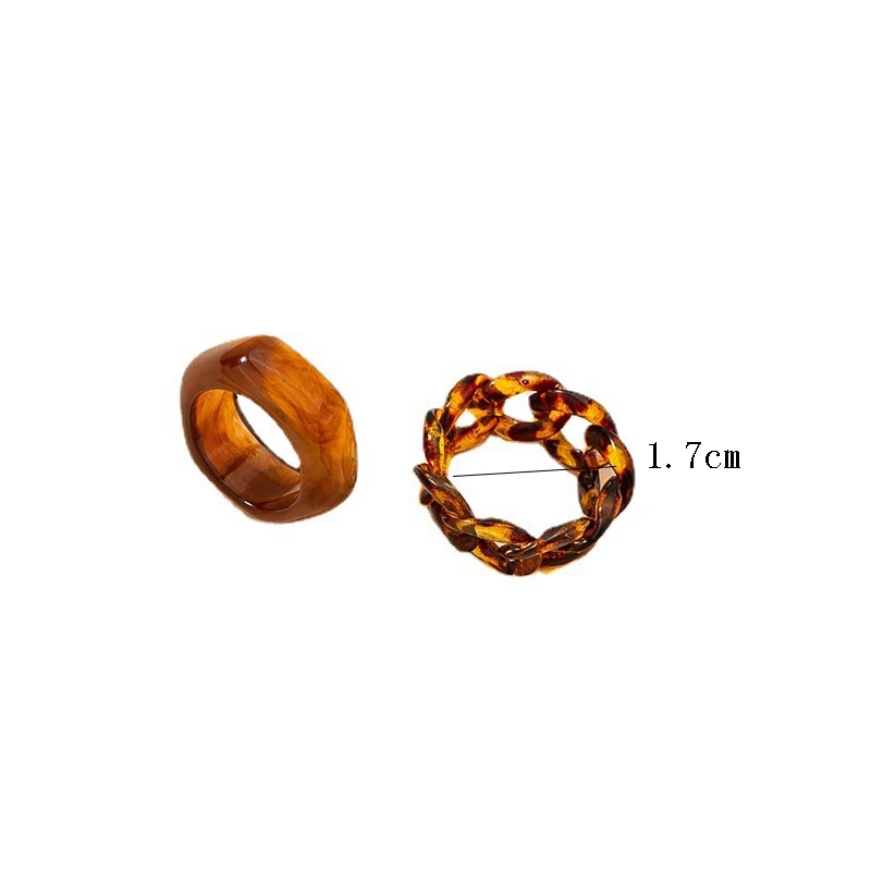 

2021 New Colorful Transparent Acrylic Irregular Brown Color Ring Resin Tortoise Rings for Women Girls Jewelry Gifts Vintage Ring