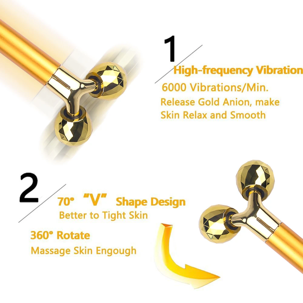 Массажер для подъемный Ролик лица 24K Y-образный роликовый массажер инструмент