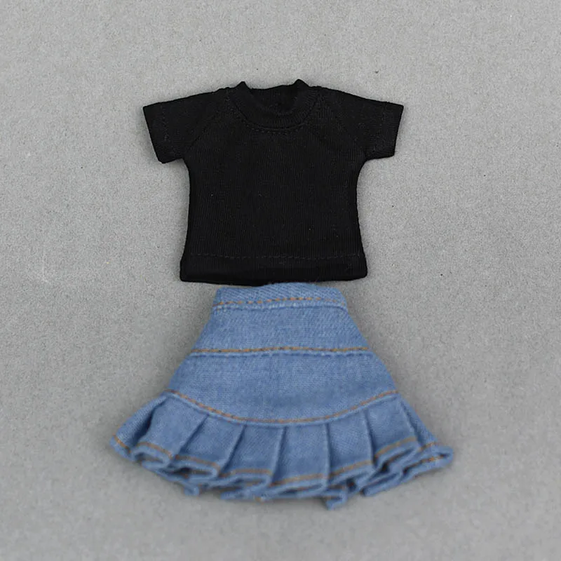 Синие джинсы трапециевидная юбка для Blythe футболка куклы топы короткий рукав