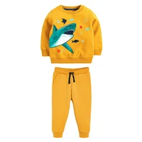 baby boy clothes winter children set cotton brand toddler thicken animal shark print sweater yellow pants for kids 2 7 years