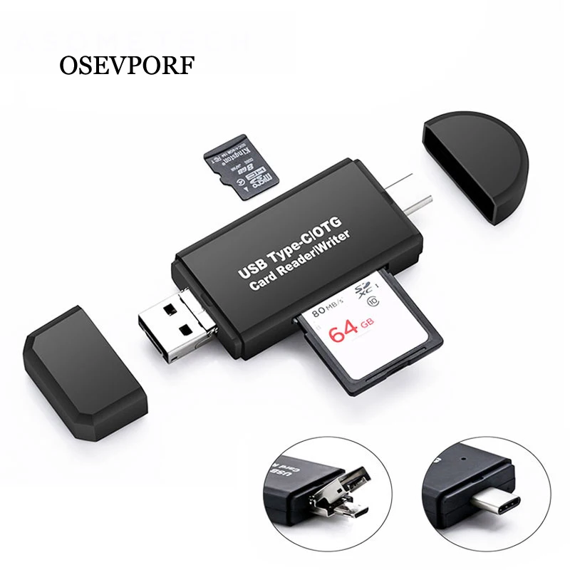 OTG кардридер 3 в 1 с разъемами типа C micro USB и высокоскоростной 2 0 универсальный TF/SD