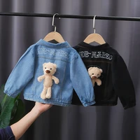 kids denim jacket 2021 autumn spring infant fashion cool clothing toddler boys girls doll bear coats for baby clothes 0 4 years