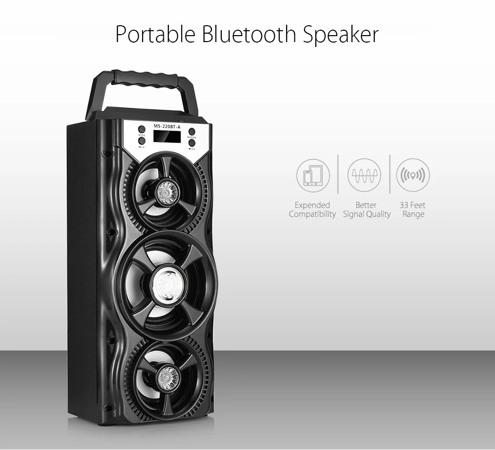 GBTIGER MS-220BT Bluetooth динамик с fm-радио AUX USB TF слот для карты портативный Bluetooth динамик с светодиодный подсветкой