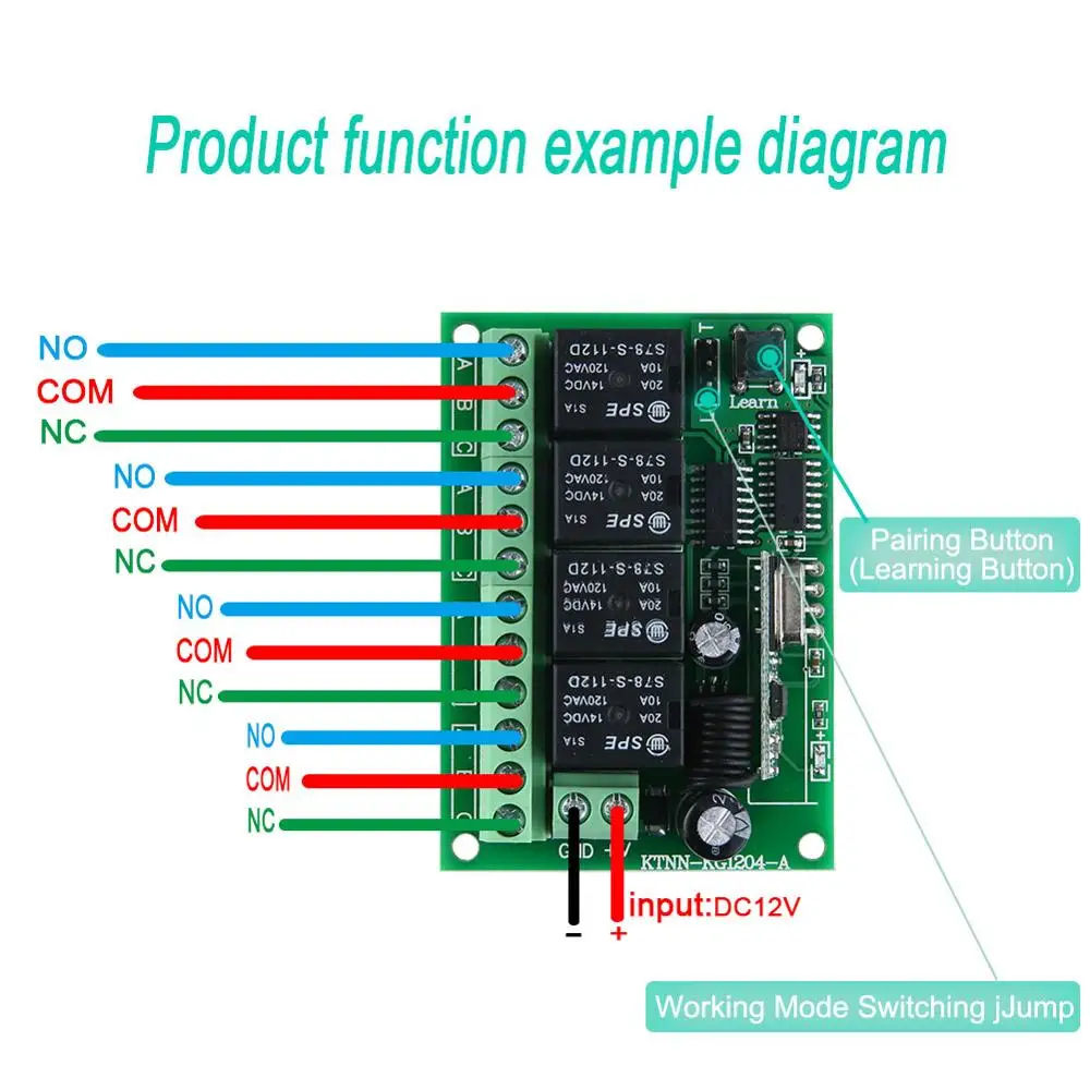 

433Mhz DC12V 4Gang radio remote control switch 2 receivers + 4 waterproof remote controls can be used for car tailgate lifting