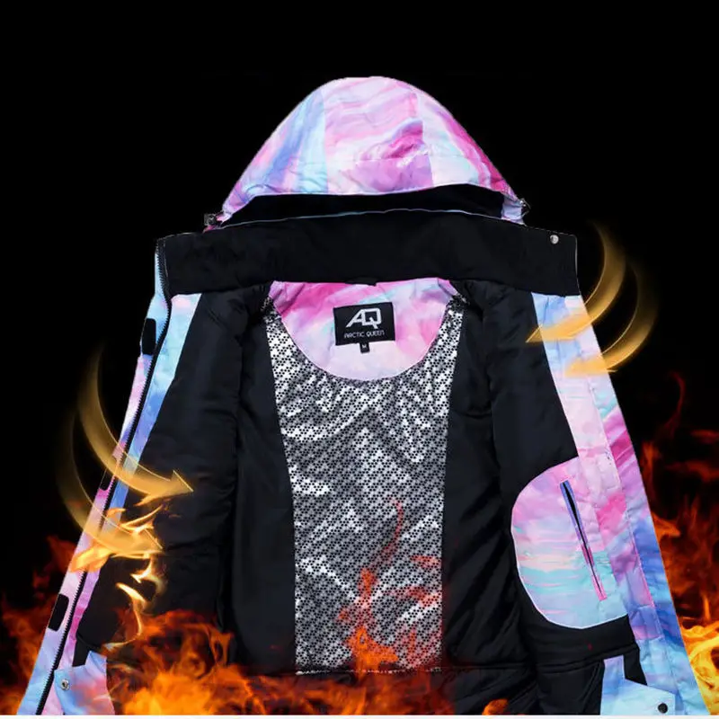 Женский лыжный костюм зимний ветрозащитный водонепроницаемый плотный теплый