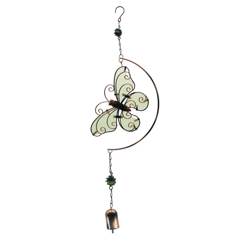 

Luminous Metal Wind Chimes Home Decor Butterfly Dragonfly Solar Heating Fluorescent Acrylic Sheet Bells Wall Hanging Decorations