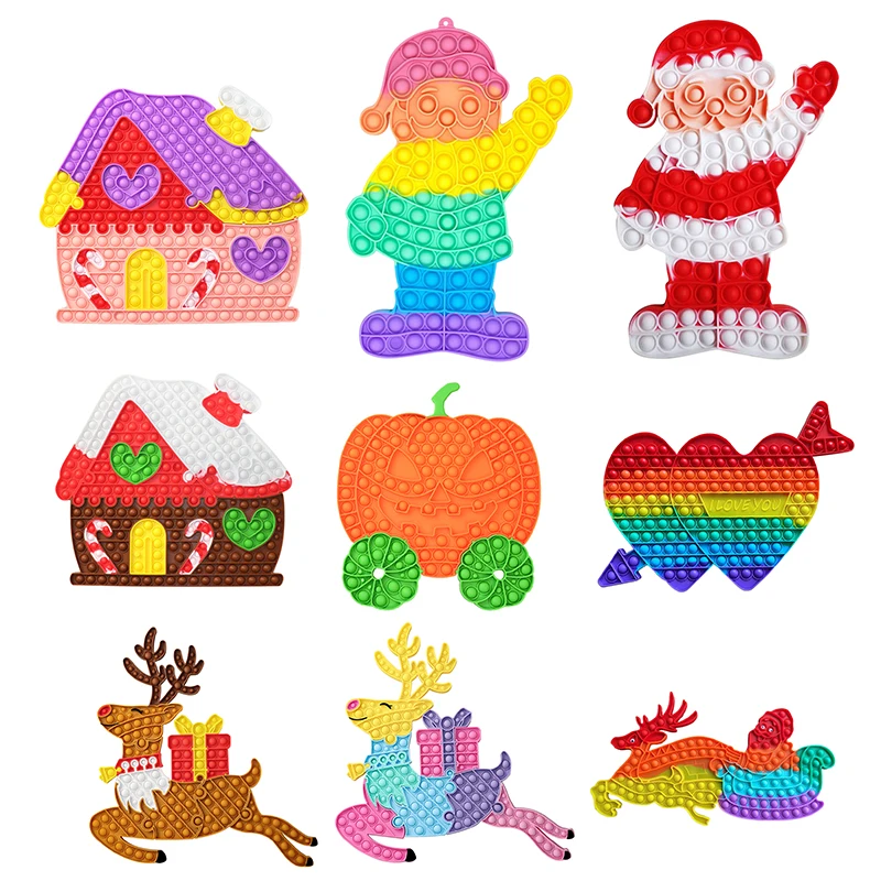

Silicone Big Size Christmas House Push Bubble Toys Autism Needs Reliver Stress Toy Interative Children Adult Sensory Game Gifts