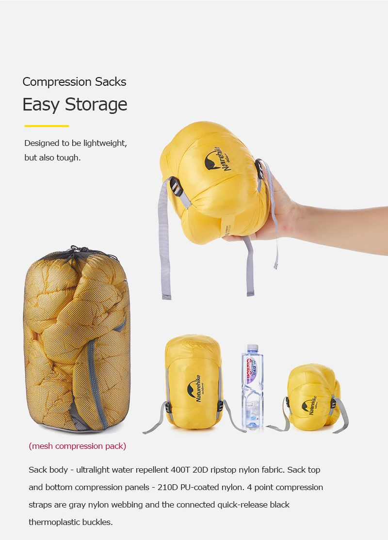 Naturehike NH18S300-D CW300 Легкий 90% белый гусиный пух спальный мешок 750 наполнение питания 3 сезона для кемпинга Пешие прогулки