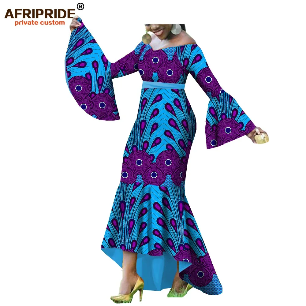 Осеннее Африканское платье труба для женщин AFRIPRIDE с длинными расклешенными