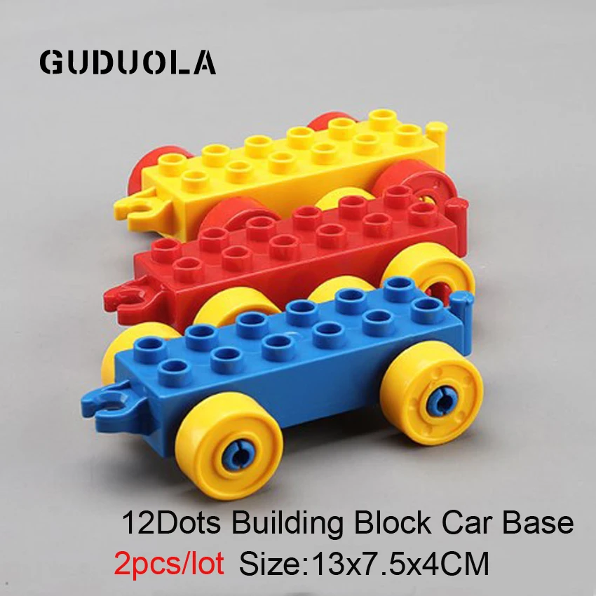 

GUDUOLA Big Bricks Car Base Amusement Park Accessory Brick Car Model Playmobil Toys Building Block For Children 2pcs/lot