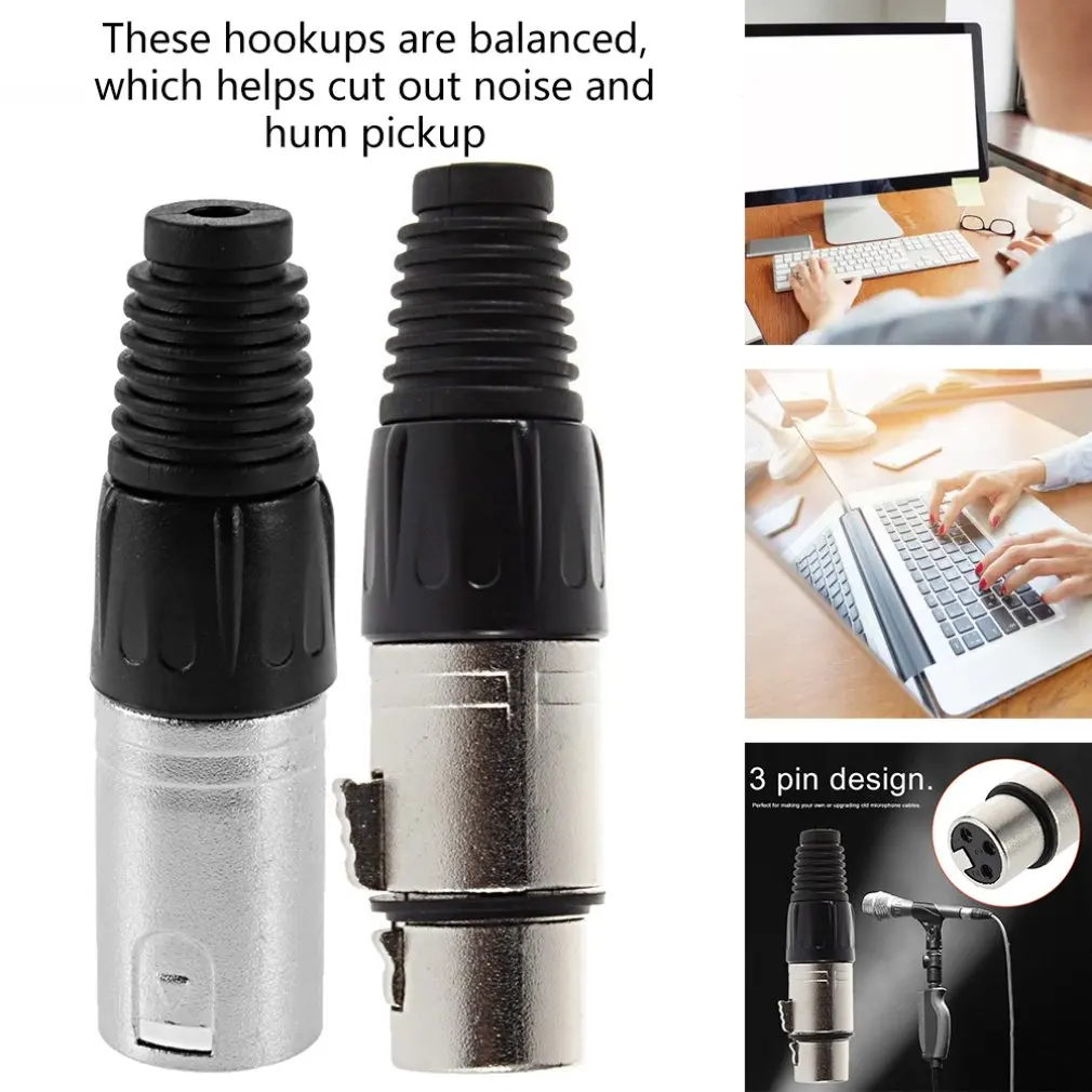 

1Pc High Quality Mic Microphone XLR Male Type 3-Pin Audio Cable Connector Solder Connection Adapter Mini Portable Accessories