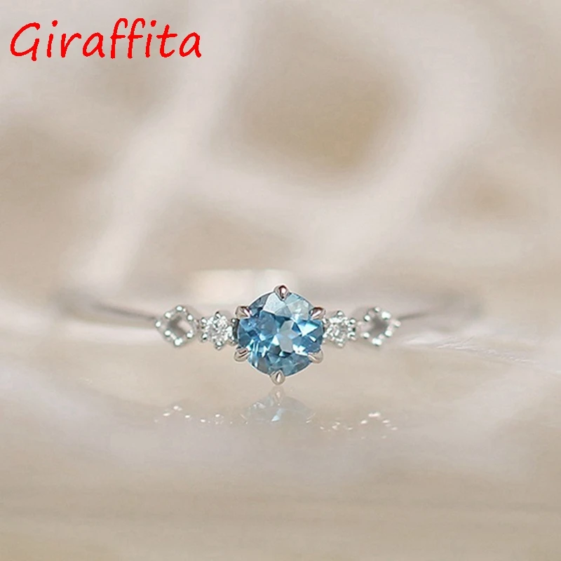 Женские Модные ювелирные изделия на безымянный палец натуральный Аквамарин