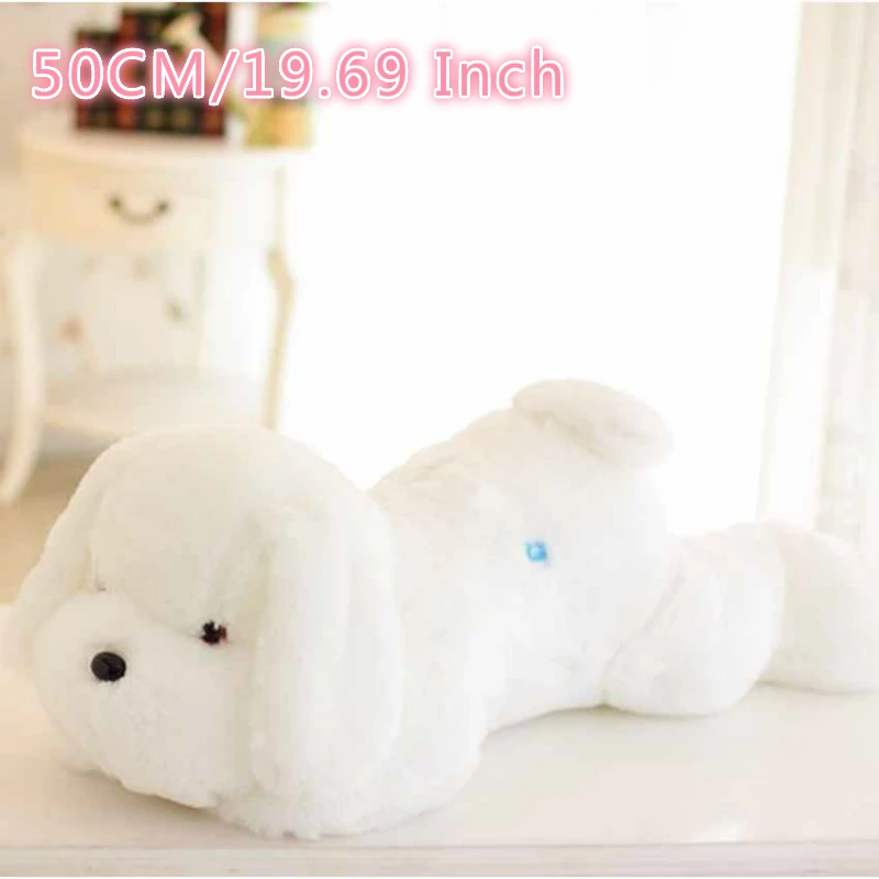50cm White Dog 50 см красочные светящиеся плюшевая собака светодиодный светильник Подушка Детские Мягкие игрушки кукла животного подарок на день рождения для ребенка - Цвет: 50cm White Dog