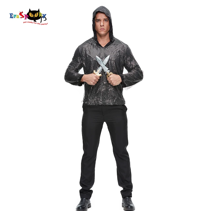 

Eraspooky Европейский мужской средневековый рыцарь косплей готический убийца воин балахон Хэллоуин костюм для взрослых Карнавальный нарядное ...