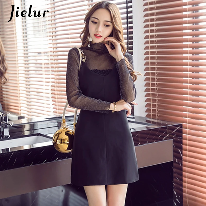 Jielur платье из двух частей корейское женское с длинным рукавом сексуальный в