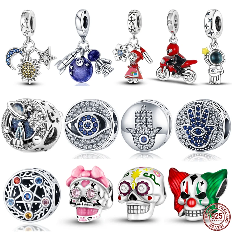 

Браслет pandora из серебра 925 пробы, с черепами