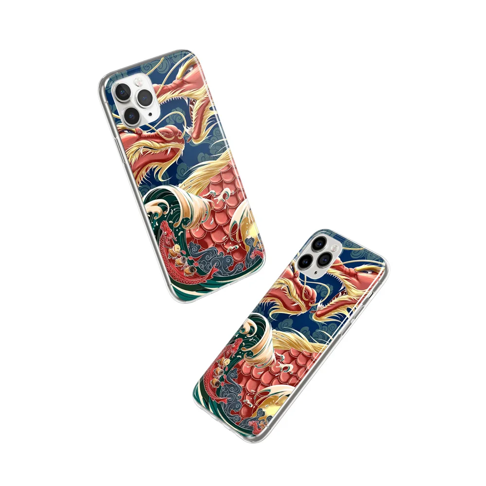 

Chinese Dragon Design Cell Phone Cover Case for iPhone 11 X XR XS Pro Max 5.8'' 6.1'' 6.5'' Mobile Phone Protection Back Cover
