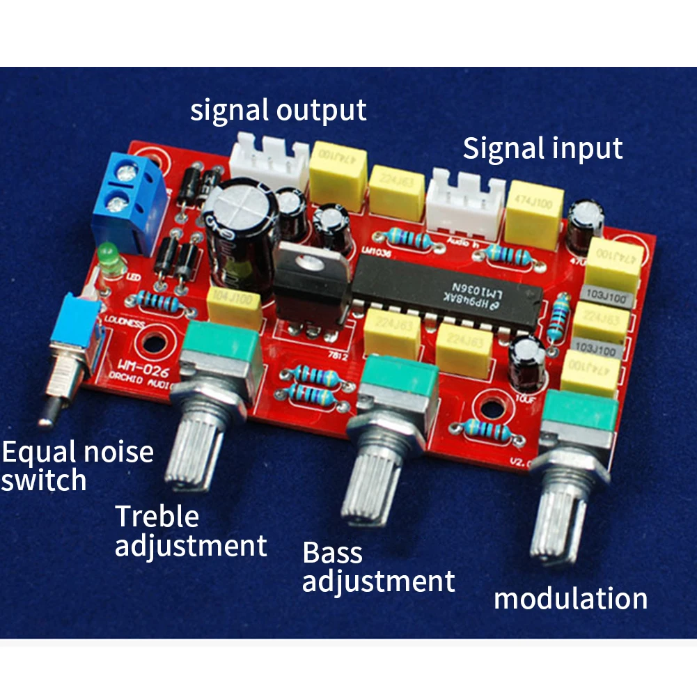 Anti Noise Amplifier Tone Board Kit Volume Control HIFI Preamp Enthusiast Treble LM1036 Accessories Module Bass Home Audio DIY |